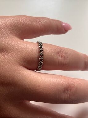 Pandora Silver Heart Stackable Ring - Delicate Heart Band